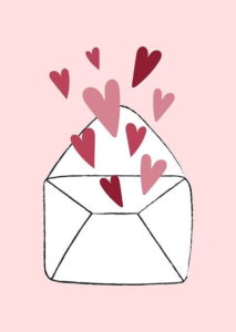 hearts coming out of an envelope