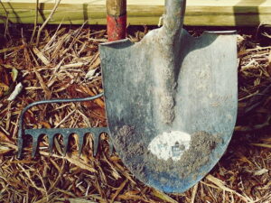 a shovel and a pitchfork