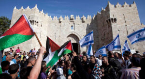 Israeli and Palestinian flags waved in celebration of Jerusalem Day on May 8, 2013