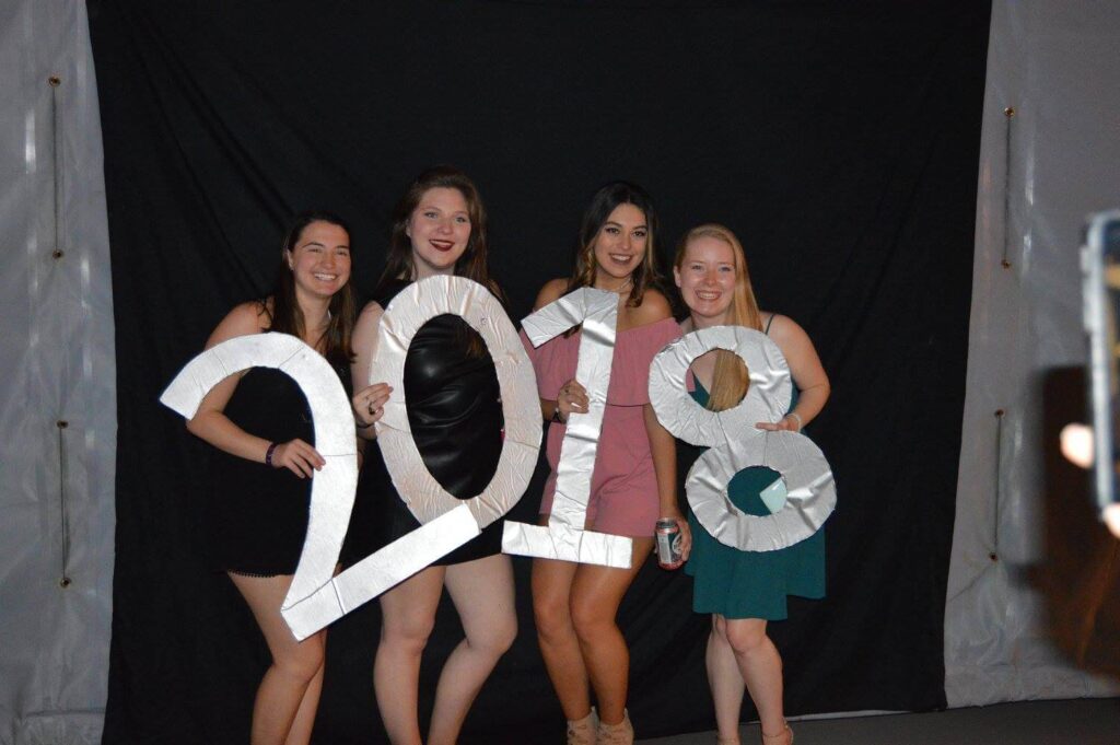 Tori Hallisey, Katie Sullivan, Pauline DiAgostino, and Megan Manning celebrate 218 Night.