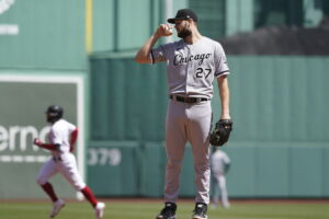 Giolito stands on the mound at Fenway Park