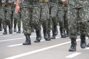 soldiers marching down a street