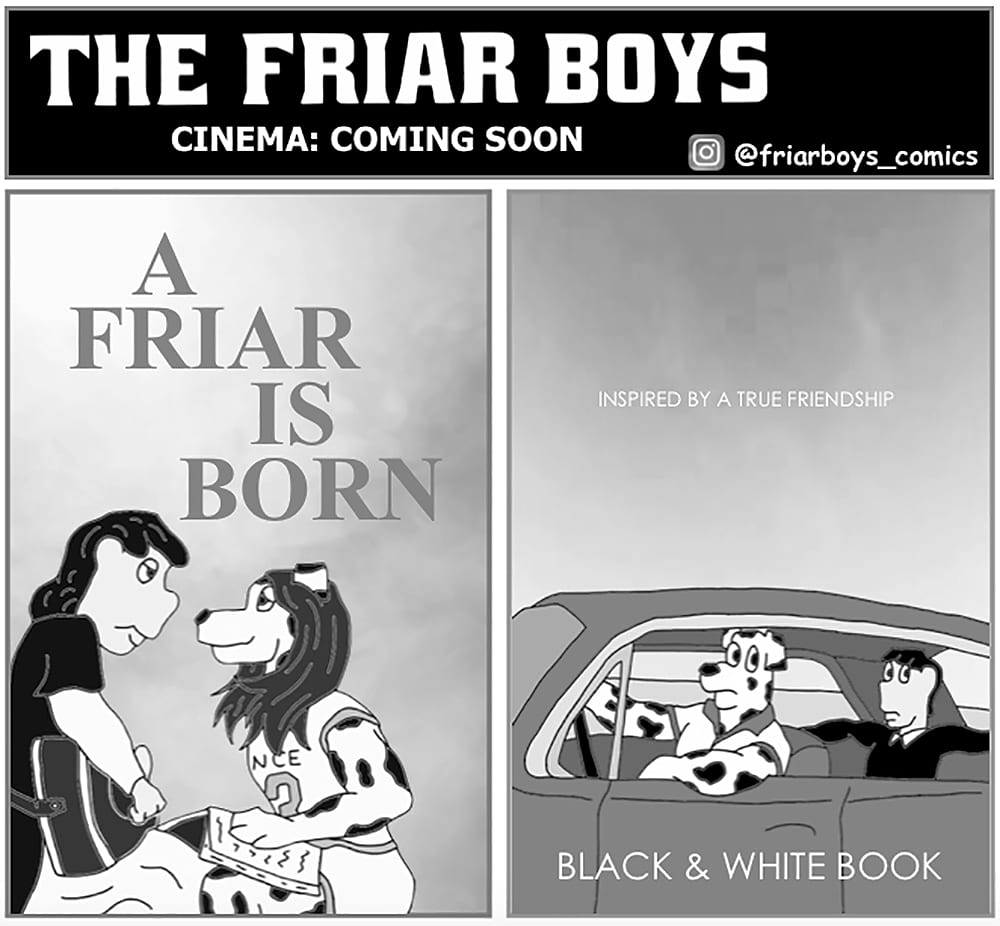 Movie posters for A Friar is Born and Black & White Book 