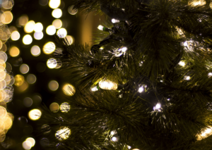 Warm white lights on a Christmas tree