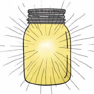 an illustration of a mason jar filled with light