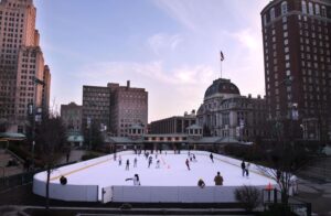 Locals enjoy the Alex and Ani Skating Rink in Downtown Providence