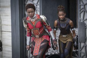 Lupita Nyong’o (left) and Lettia Wright (right) both play strong roles in new movie hit, Black Panther.
