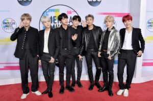 BTS (above) at the 2017 American Music Awards, where they won their first AMA for Favorite Social Artist.