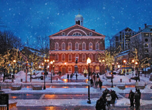 Faneuil Hall in Boston during the Christmas season
