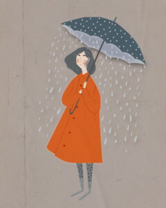 girl carrying an umbrella