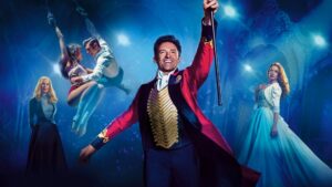 A promotional poster for the hit film, The Greatest Showman, starring Hugh Jackman