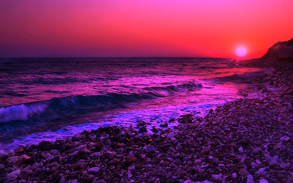 Sun setting on a beach 