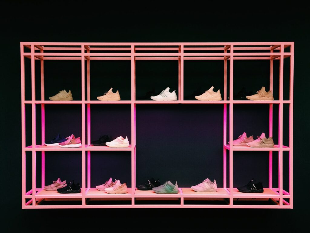 A rack of fashionable shoes