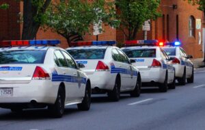 Police cars racing to the crime scene