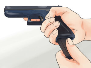 hand loading a pistol 