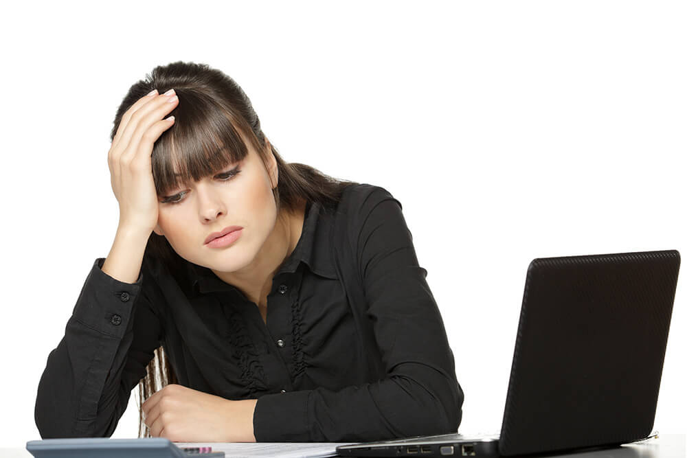 frustrated woman with laptop