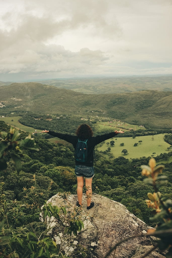 Woman overlooking a cliff