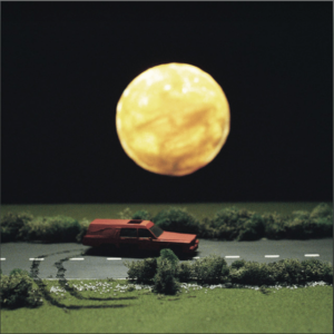 Square Album Cover red car road yellow full moon top center