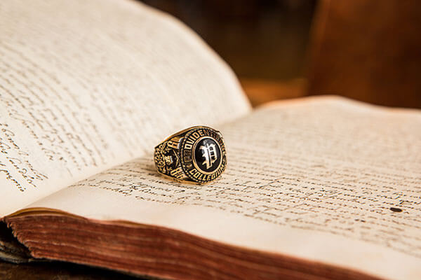 A Providence College 1988 class ring.