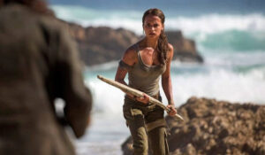 A still of Alicia Vikander as Lara Croft in Tomb Raider.