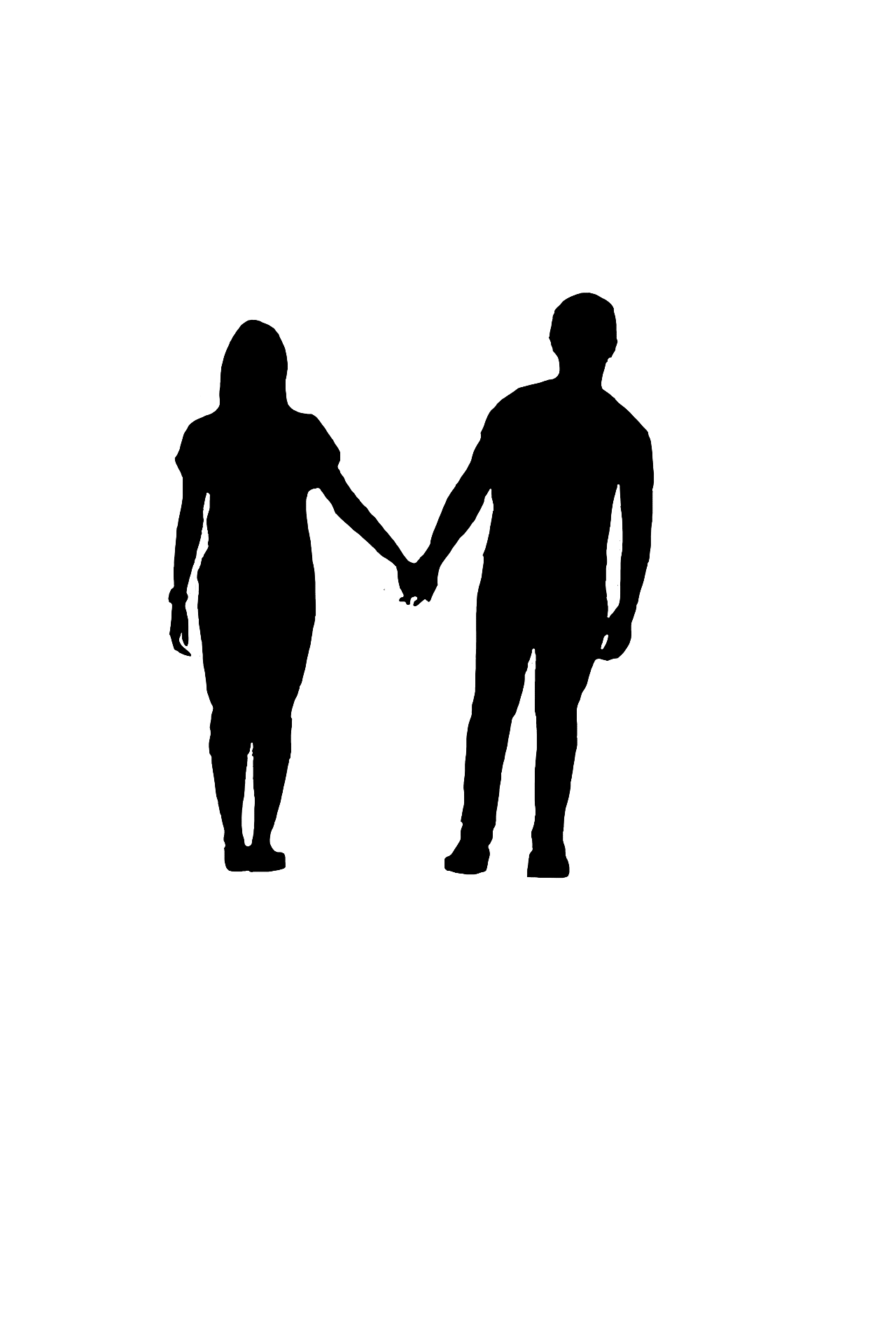 silhouette holding hands